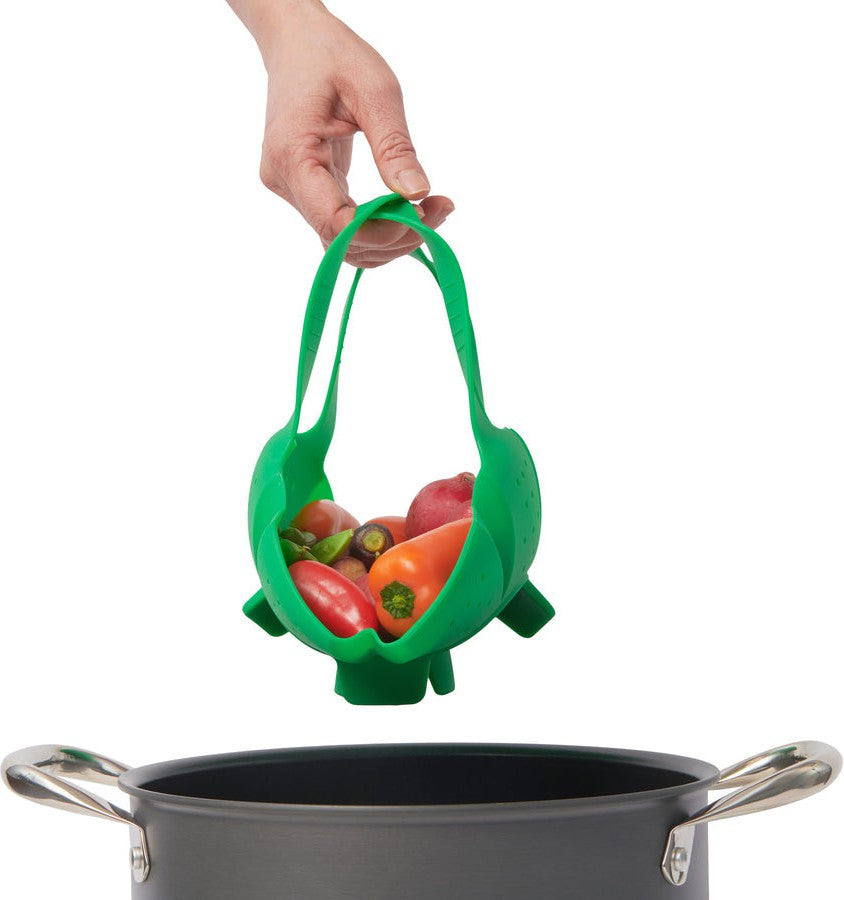 Cuisipro - 16"x9"x3" Silicone Green Vegetable Steamer - 74792004