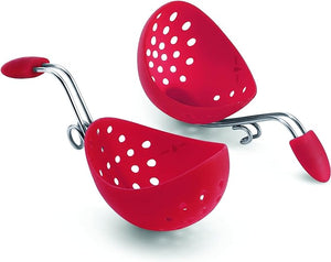Cuisipro - 2 PC Hang-Tag 6.5" x 4" Silicone Red Egg Poachers - 747182