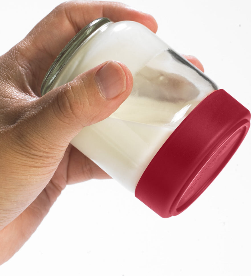 Cuisipro - 5.25" Red Leak-Proof Glass Jars (Pack of 4) - 747361