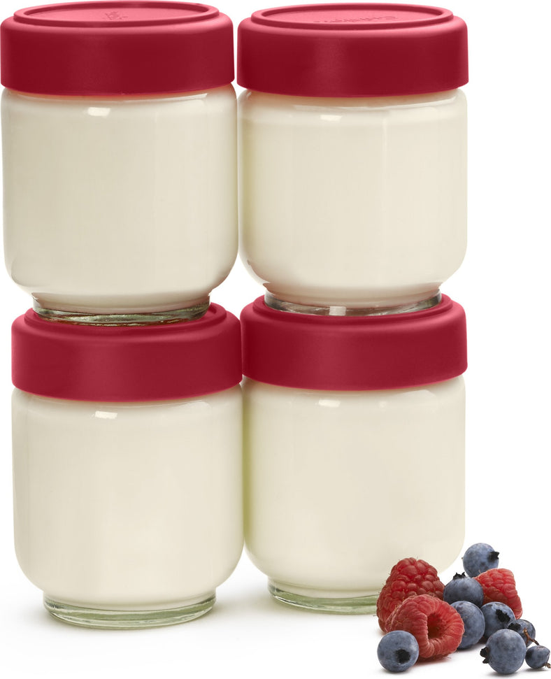 Cuisipro - 5.25" Red Leak-Proof Glass Jars (Pack of 4) - 747361