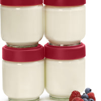 Cuisipro - 5.25" Red Leak-Proof Glass Jars (Pack of 4) - 747361