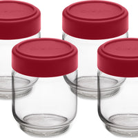 Cuisipro - 5.25" Red Leak-Proof Glass Jars (Pack of 4) - 747361
