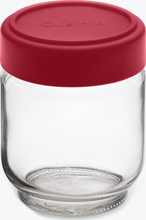 Cuisipro - 5.25" Red Leak-Proof Glass Jars (Set Of 4) - 747361