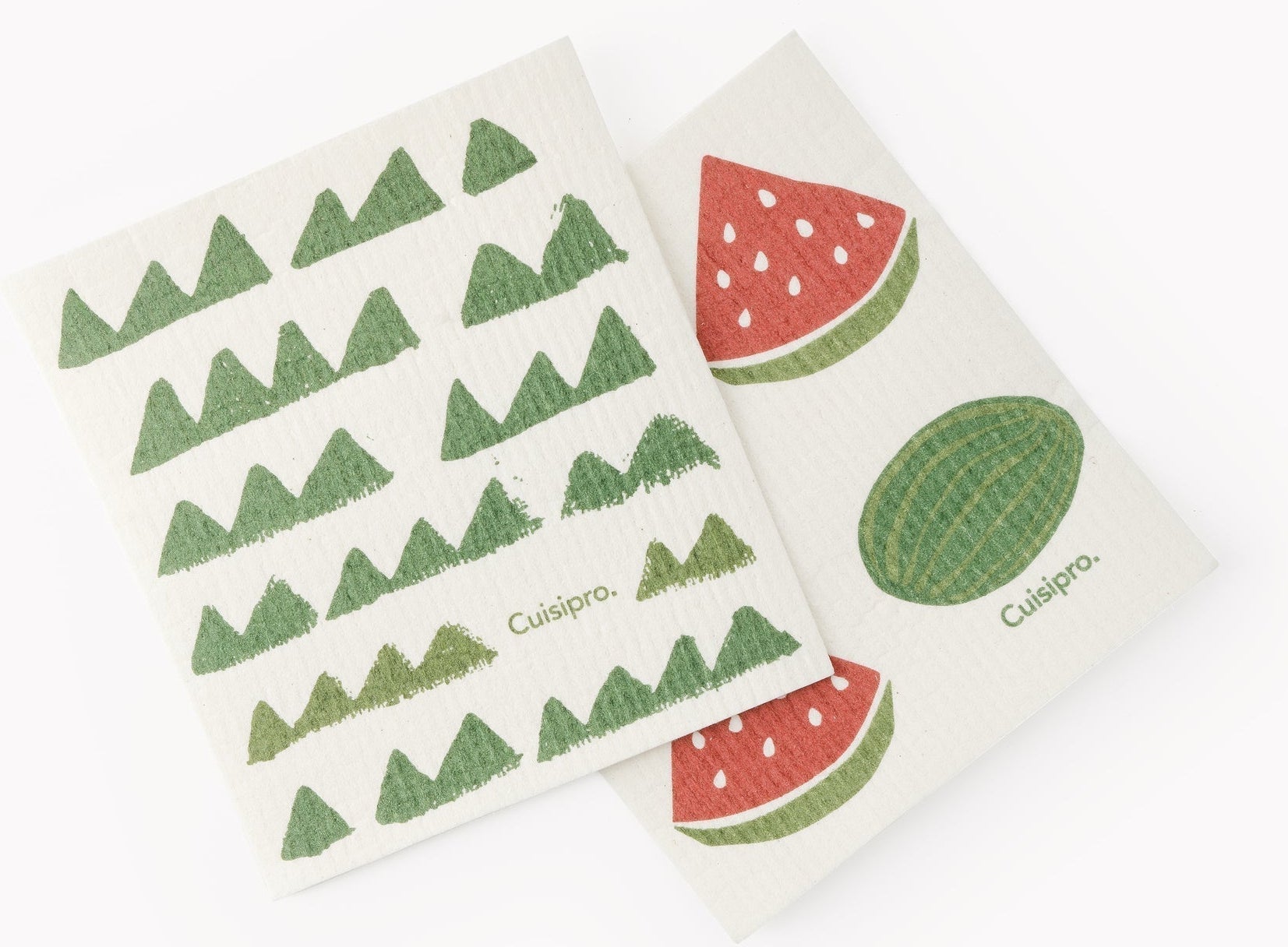 Cuisipro - 7.87" x 6.7" 2 Pack, Green Triangle/Watermelon All Purpose Eco-Cloth- 747948