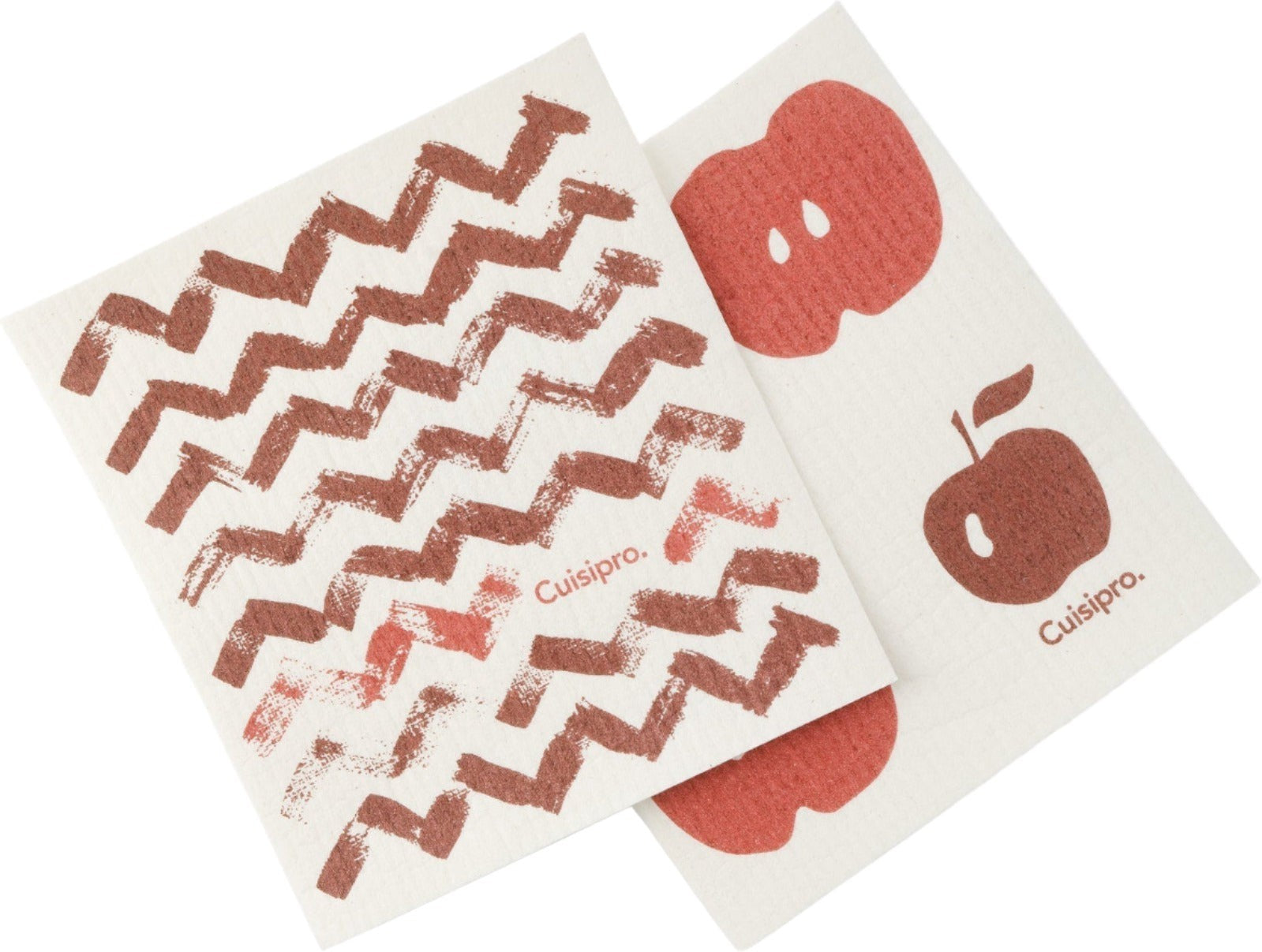 Cuisipro - 7.87" x 6.7" 2 Pack, Red ZigZag/Apple All Purpose Eco-Cloth - 747952