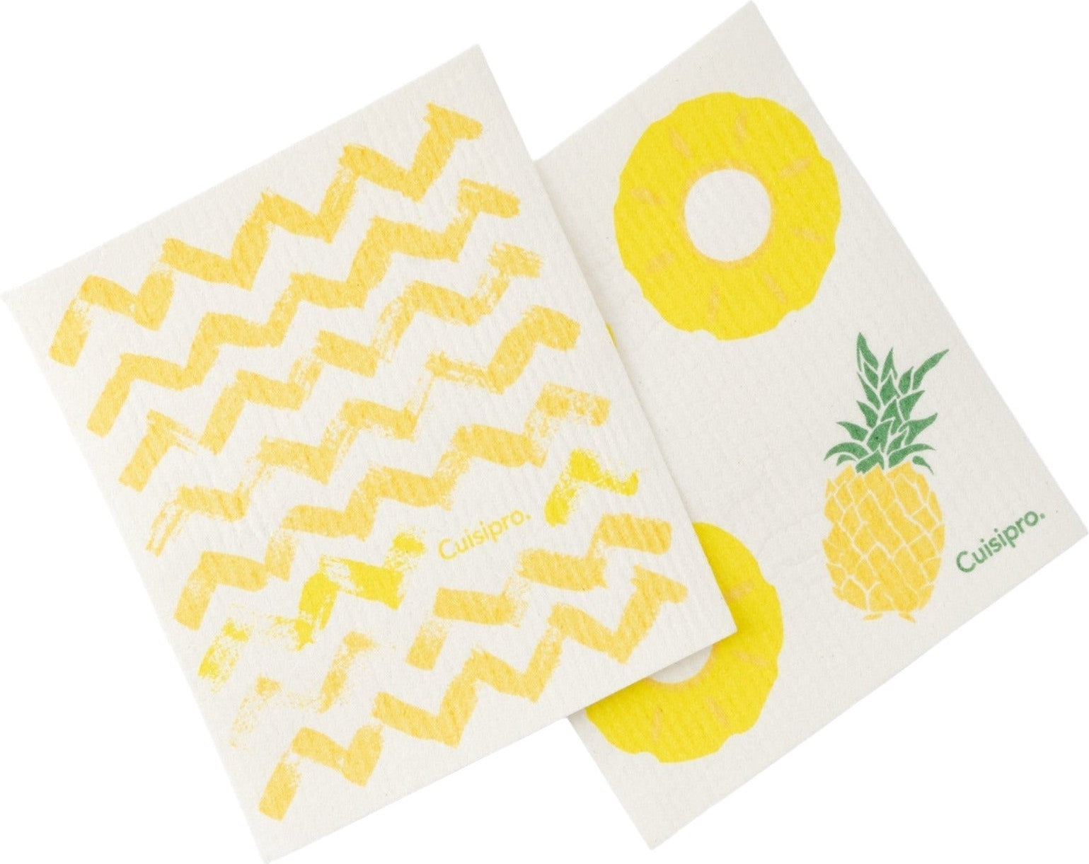 Cuisipro - 7.87" x 6.7" 2 Pack, Yellow ZigZag/Pineapple All Purpose Eco-Cloth - 747951
