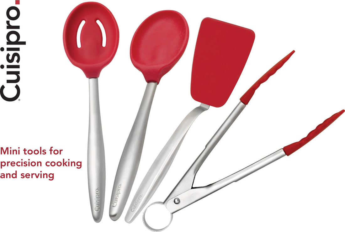 Cuisipro - PICCOLO Red Cooking Set (Spoon, Slotted-Spoon, Turner, Tongs) - 747381