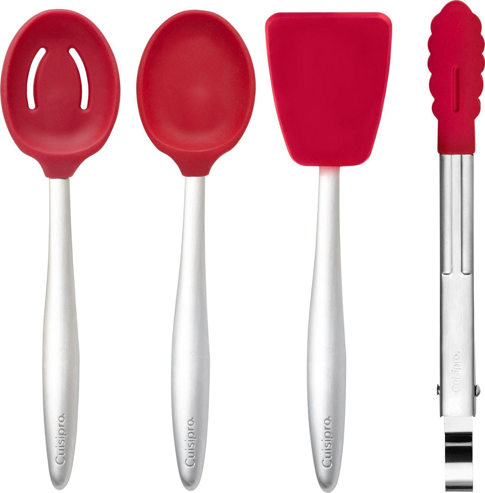 Cuisipro - PICCOLO Red Cooking Set (Spoon, Slotted-Spoon, Turner, Tongs) - 747381