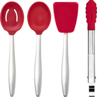 Cuisipro - PICCOLO Red Cooking Set (Spoon, Slotted-Spoon, Turner, Tongs) - 747381