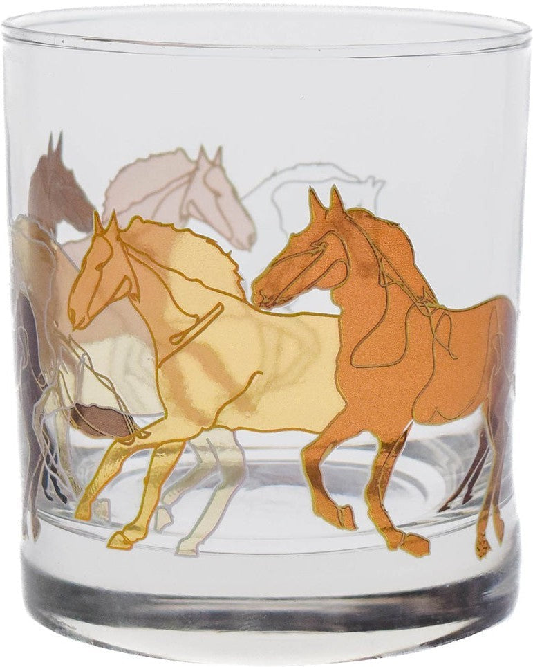 Cuisivin - 10.25 Oz Designed Glassware Stallions Line Art Tumbler, Pack of 6 BB - 8821HR