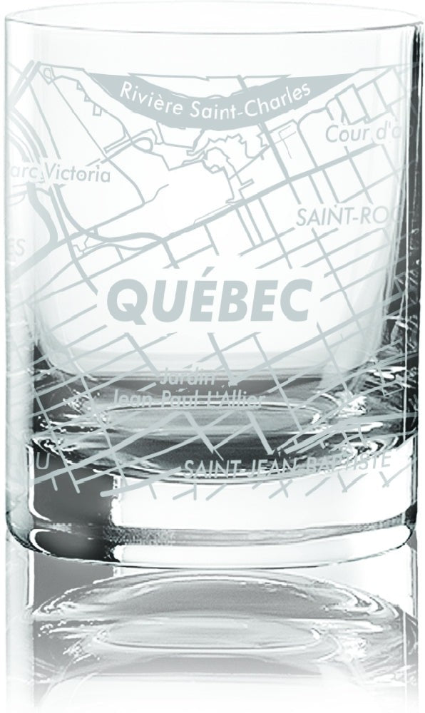 Cuisivin - 10.8 Oz Quebec City Map Whisky Glass, Pack of 6 - 8470QUE.BK