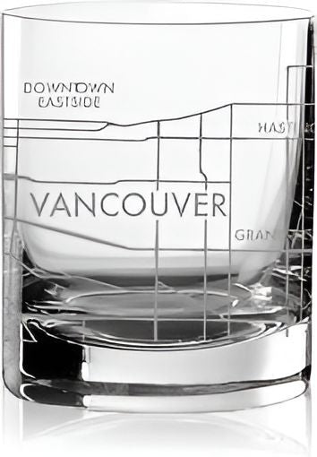 Cuisivin - 10.8 Oz Vancouver Map Whisky Glass, Pack of 6 - 8470VAN.BK