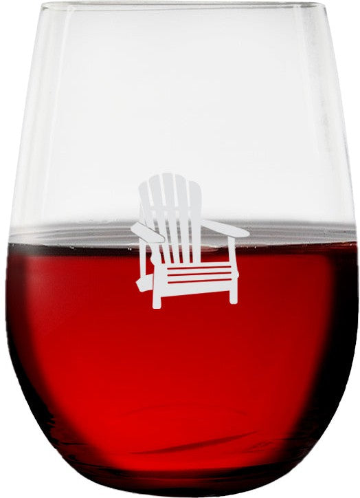 Cuisivin - 12.85 Oz Muskoka Chair Print Stemless Wine Glass, Set Of 6 - 8505MUSK