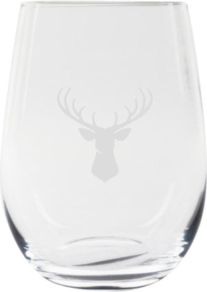 Cuisivin - 12.85 Oz Stag Print Stemless Wine Glass, Set Of 6 - 8505ANM.STAG