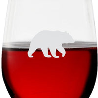 Cuisivin - 12.85 oz Bear Stemless Wine Glass, Pack of 6 - 8505ANM.BEAR
