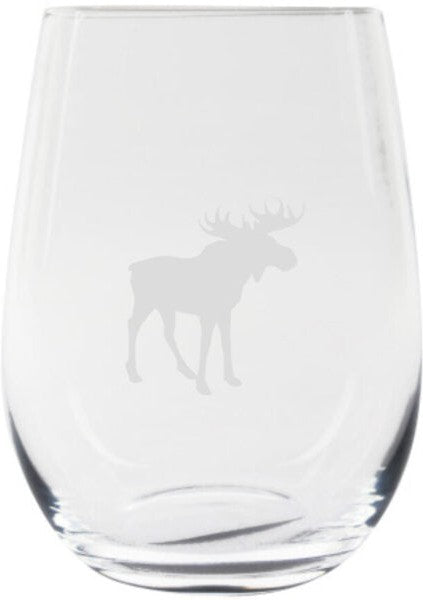 Cuisivin - 12.85 oz Moose Print Stemless Wine Glass, Pack of 6 - 8505ANM.MOOSE
