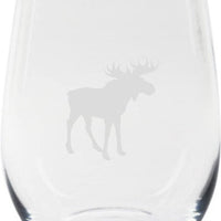 Cuisivin - 12.85 oz Moose Print Stemless Wine Glass, Pack of 6 - 8505ANM.MOOSE