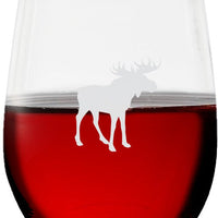 Cuisivin - 12.85 oz Moose Print Stemless Wine Glass, Pack of 6 - 8505ANM.MOOSE
