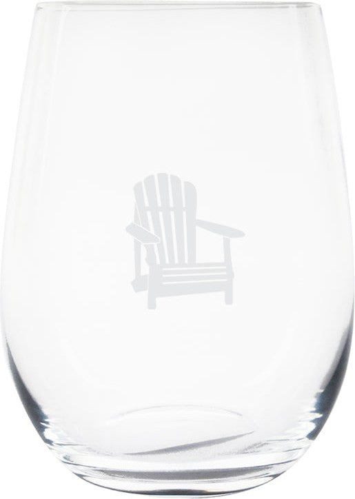 Cuisivin - 12.85 oz Muskoka Chair Print Stemless Wine Glass, Pack of 6 - 8505MUSK
