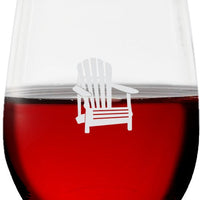 Cuisivin - 12.85 oz Muskoka Chair Print Stemless Wine Glass, Pack of 6 - 8505MUSK