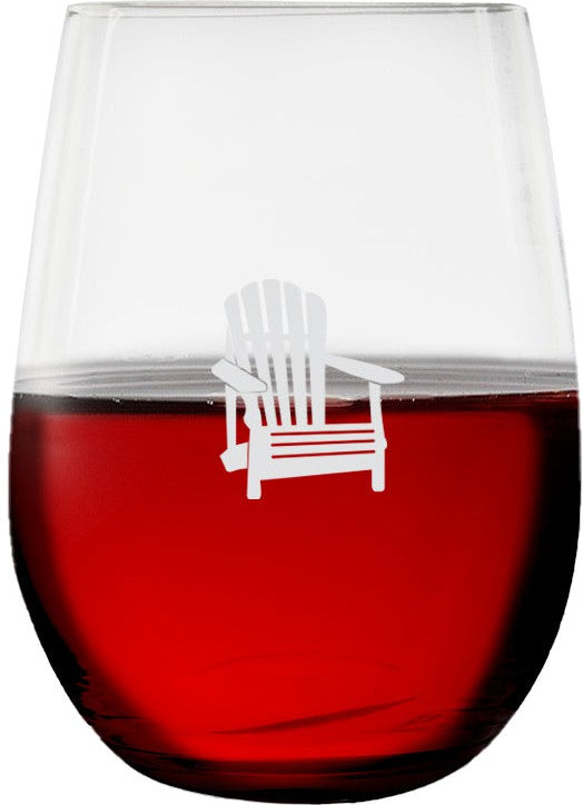 Cuisivin - 12.85 oz Muskoka Chair Print Stemless Wine Glass, Pack of 6 - 8505MUSK