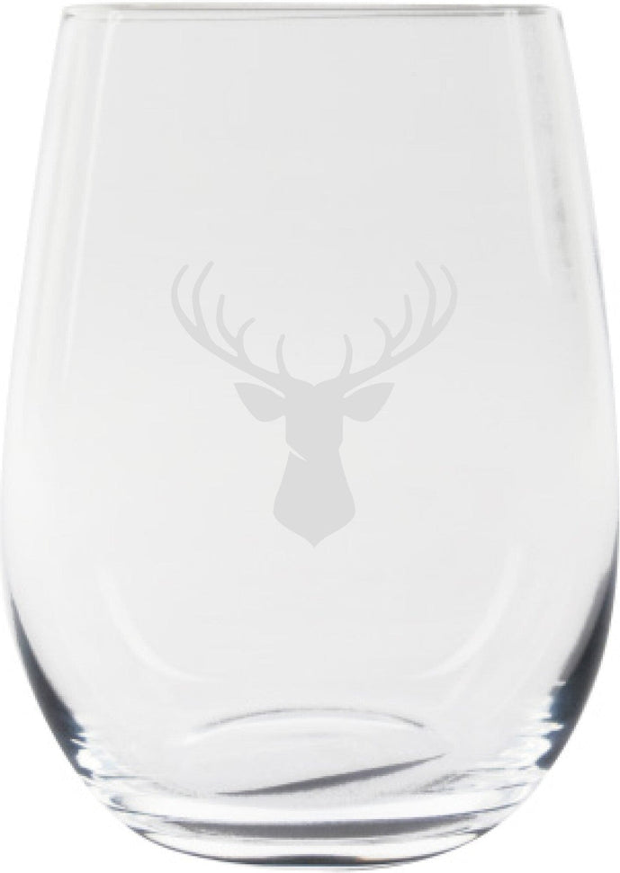 Cuisivin - 12.85 oz Stag Print Stemless Wine Glass, Pack of 6 - 8505ANM.STAG