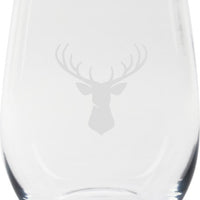 Cuisivin - 12.85 oz Stag Print Stemless Wine Glass, Pack of 6 - 8505ANM.STAG