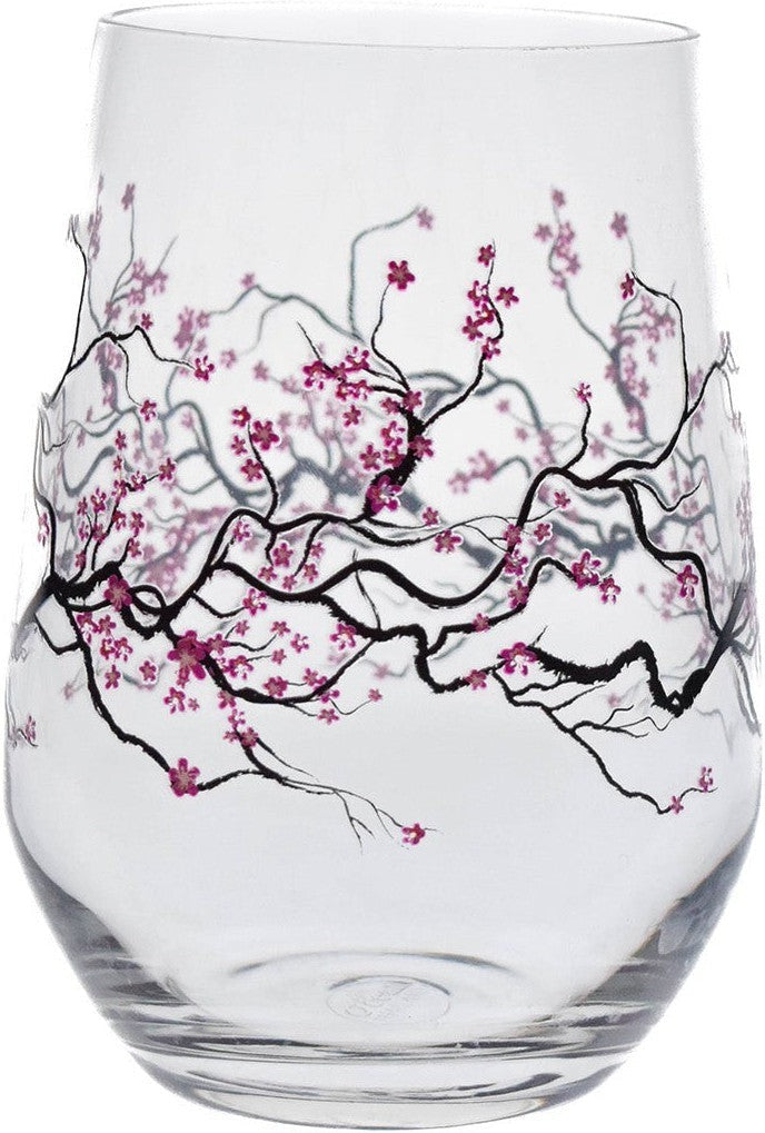 Cuisivin - 13 Oz Designed Glassware Cherry Blossom Stemless Glass, Pack of 6 BB - 8311CB