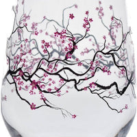 Cuisivin - 13 Oz Designed Glassware Cherry Blossom Stemless Glass, Pack of 6 BB - 8311CB