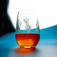 Cuisivin - 13 Oz Designed Glassware Golden Floral Stemless Glass, Pack of 6 BB - 8311GF