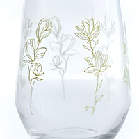 Cuisivin - 13 Oz Designed Glassware Golden Floral Stemless Glass, Pack of 6 BB - 8311GF
