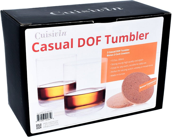 Cuisivin - 13.5 oz Casual DOF Tumbler with 2 Cork Coasters, Pack of 2 - 8503