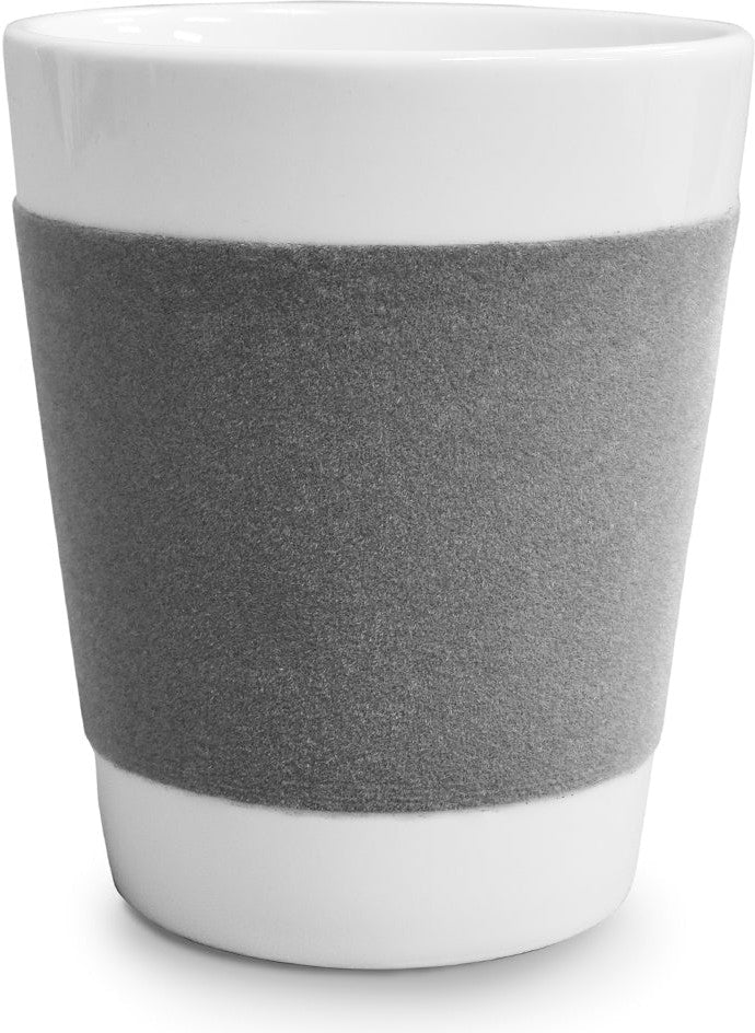 Cuisivin - 13.8 Oz Velour Grey Band Porcelain Mug with Handle - 6603VGY