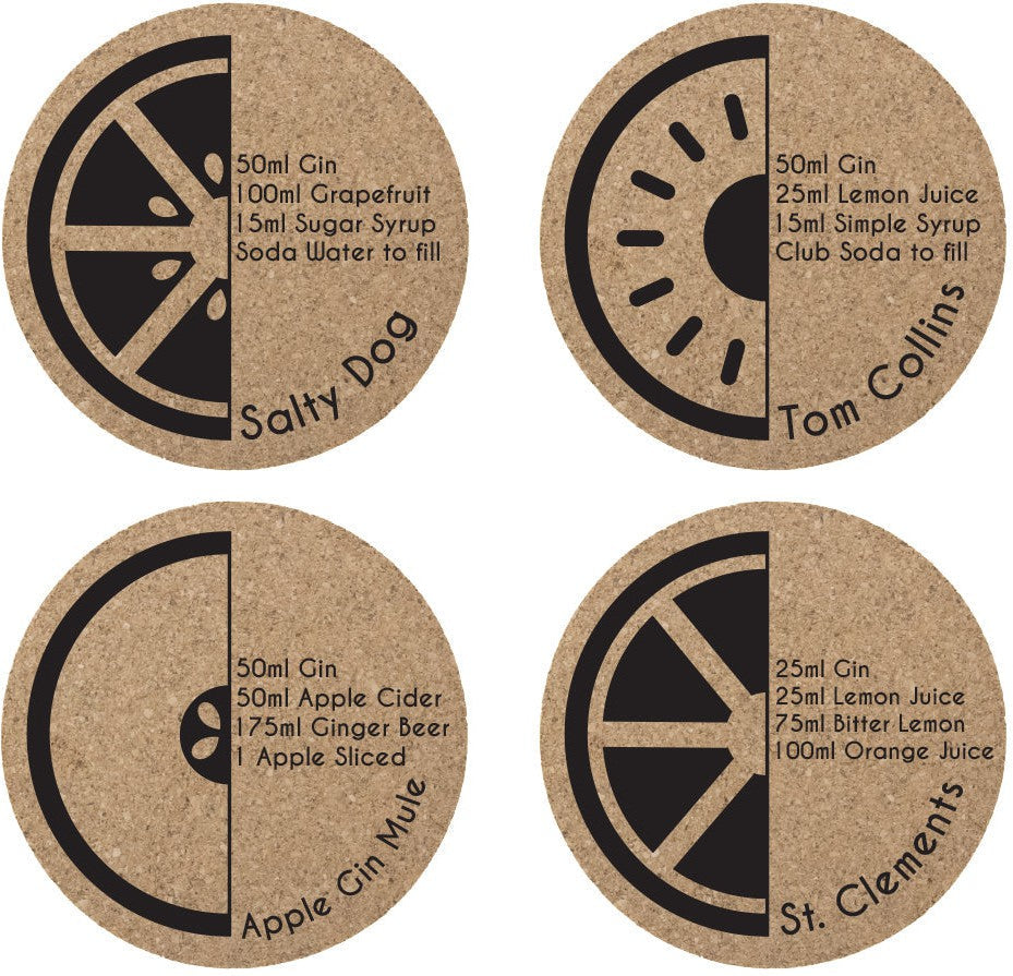 Cuisivin - 15 oz Stemless Gin Copa Glass with Coasters, Pack of 4 - 8501