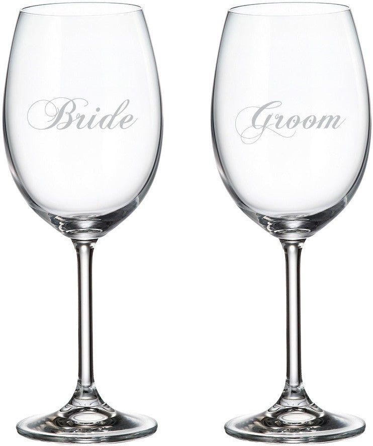 Cuisivin - 15.25 Oz Bride & Groom Wine Glass, Set Of 2 - 8462BG