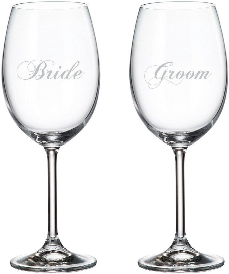 Cuisivin - 15.25 oz Bride & Groom Wine Glass, Pack of 2 - 8462BG
