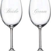 Cuisivin - 15.25 oz Bride & Groom Wine Glass, Pack of 2 - 8462BG