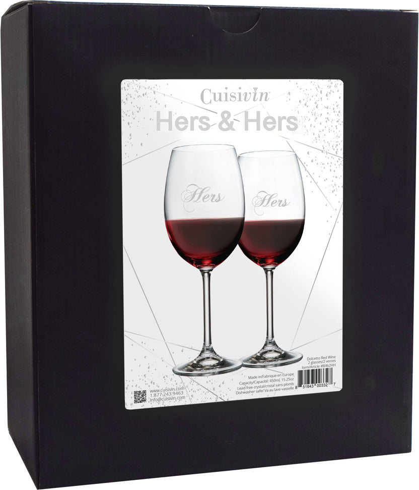 Cuisivin - 15.25 oz Hers & Hers Red Wine Glasses, Pack of 2 - 8462HERS