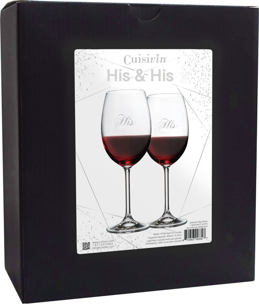Cuisivin - 15.25 oz His & His Red Wine Glasses, Pack of 2 - 8462HIS