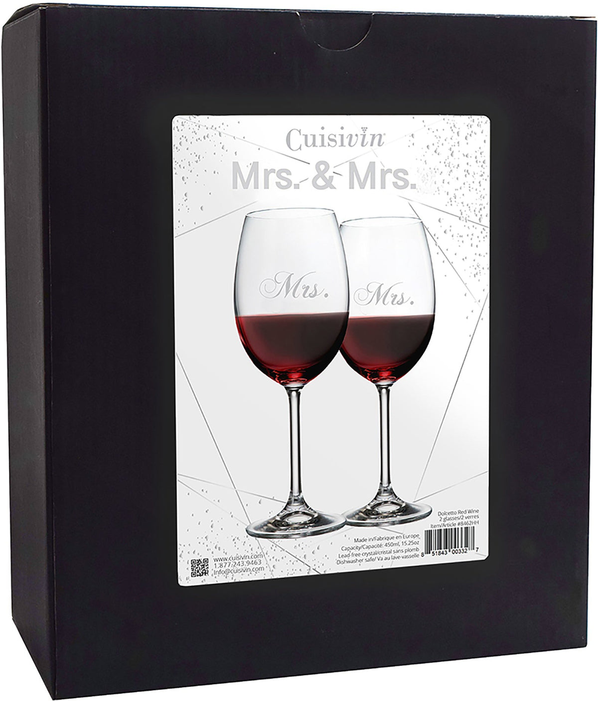 Cuisivin - 15.25 oz Mr. & Mr. Red Wine Glasses, Pack of 2 - 8462MRS