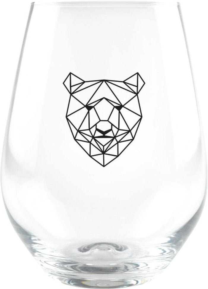 Cuisivin - 18 oz Geometric Animal Stemless Wine Glass, Pack of 4 - 8502GEOAN