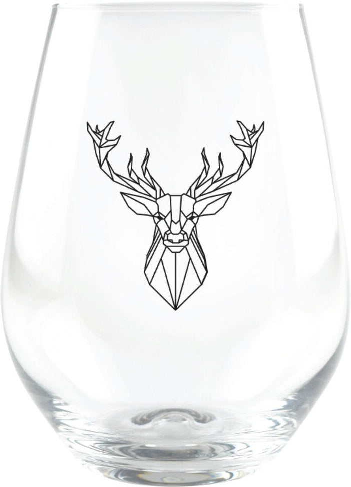 Cuisivin - 18 oz Geometric Animal Stemless Wine Glass, Pack of 4 - 8502GEOAN
