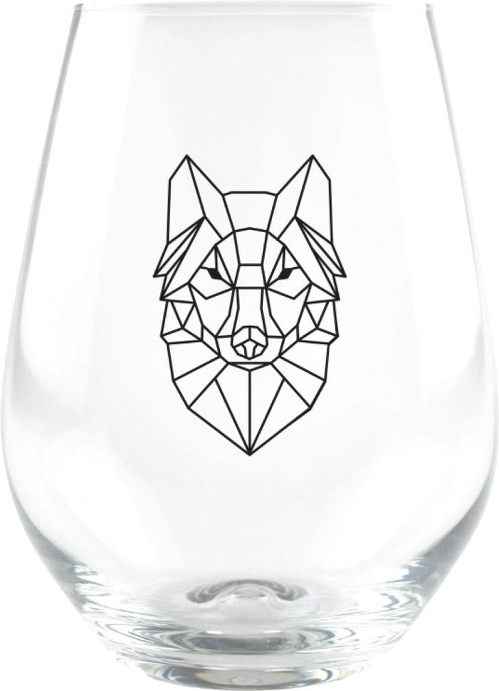 Cuisivin - 18 oz Geometric Animal Stemless Wine Glass, Pack of 4 - 8502GEOAN