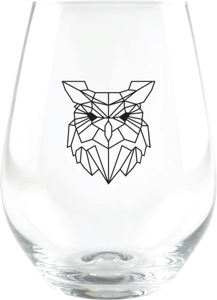 Cuisivin - 18 oz Geometric Animal Stemless Wine Glass, Pack of 4 - 8502GEOAN
