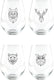 Cuisivin - 18 oz Geometric Animal Stemless Wine Glass, Pack of 4 - 8502GEOAN