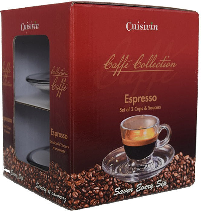 Cuisivin - 2.5 oz Cuisivin Caffe Espresso, Pack of 2 Cups & 2 Saucers - 8700