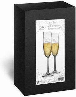 Cuisivin - 7.5 Oz 25th Anniversary Flute Glass, Set Of 2 - 8465AN25