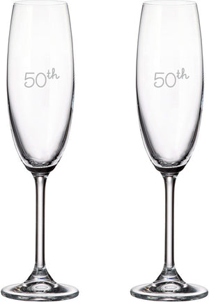 Cuisivin - 7.5 Oz 50th Anniversary Champagne Flute Glass, Set Of 2 - 8465AN50