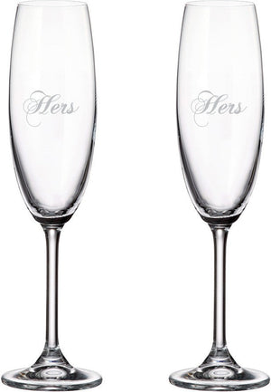 Cuisivin - 7.5 Oz Hers & Hers Champagne Flute Glasses, Set Of 2 - 8465HERS