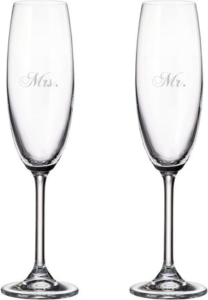 Cuisivin - 7.5 Oz Mr. & Mrs. Champagne Flute Glass, Set Of 2 - 8465MM